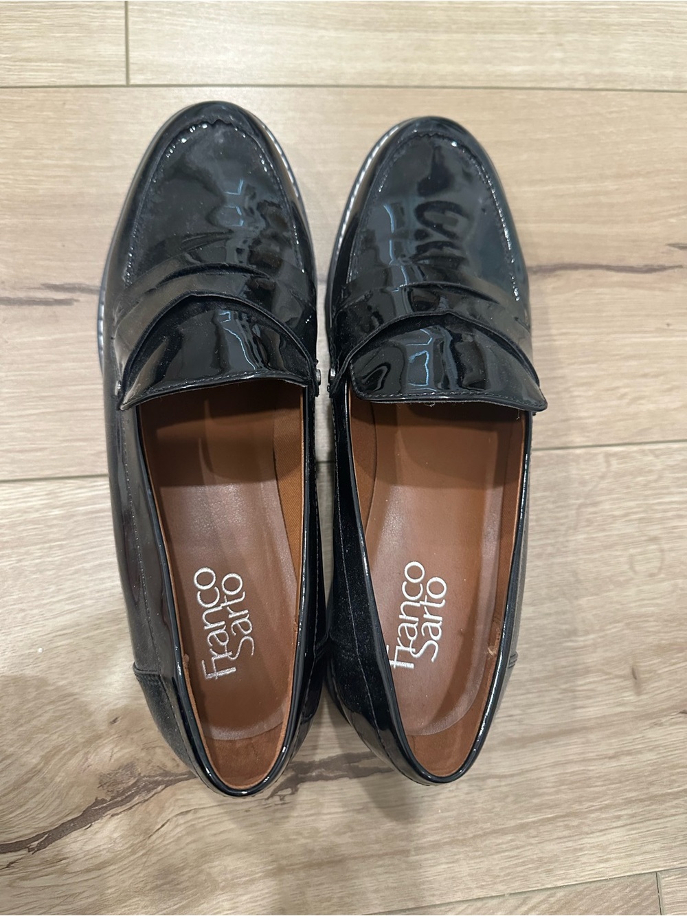 Franco Sarto Black Patent Leather Slip-On Loafers - never worn!